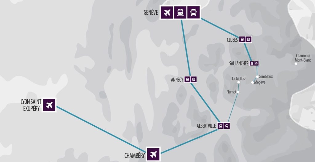 plan accès combloux megève et la giettaz
